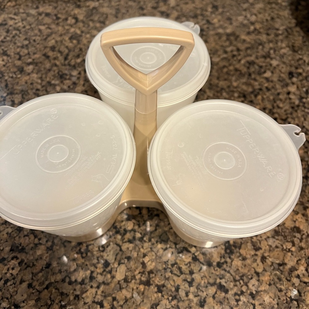 Tupperware Tan and White Food Storage Set